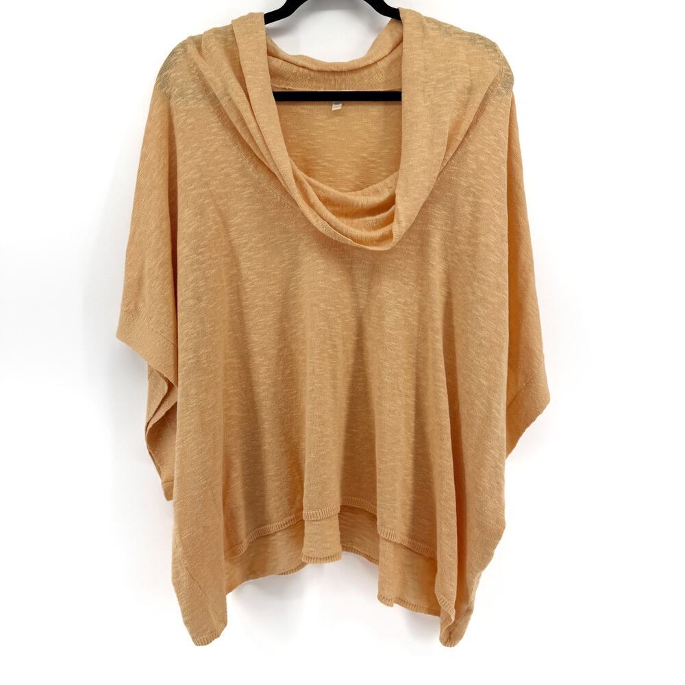 Eileen Fisher Cowl Neck Dolman Sleeve Linen Blend Knit Blouse Sz L Creamsicle - Picture 2 of 6